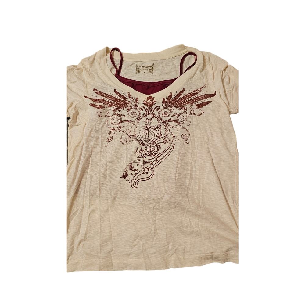 Ruff Hewn Graphic shirt AND a bonus red tank to go‎ underneath it- size large